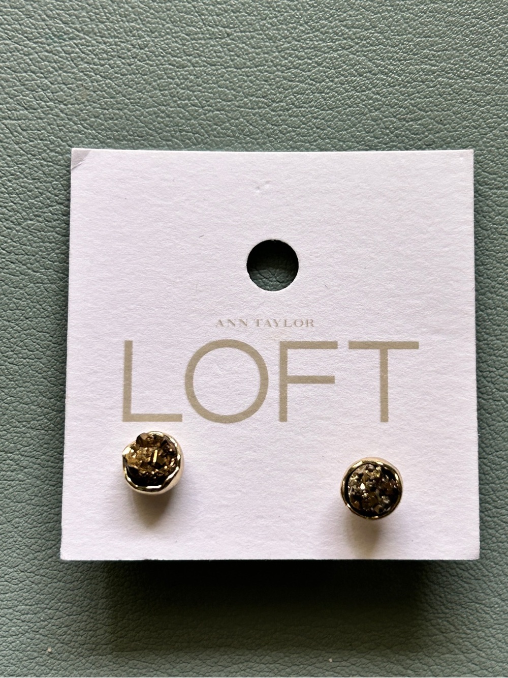 LOFT Gold Toned Druzy Stud Earrings